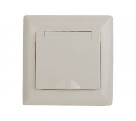 Розетка Intro 420302 2PE Schuko с крышкой, 16А, 250В, СУ, Solo, слоновая кость Б0043320 