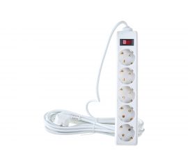 Сетевой фильтр ExeGate SP-5-5W 5евро с заземлением, 5м, выключатель с подсветкой, белый 221190 