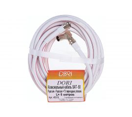 Коаксиальный кабель DORI SAT-50 на F-разъёмах 5 м + переходник на TV 40019 