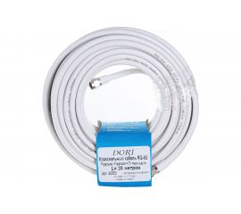 Коаксиальный кабель DORI RG-6 на F-разъёмах 20 м + переходник на TV 40903 
