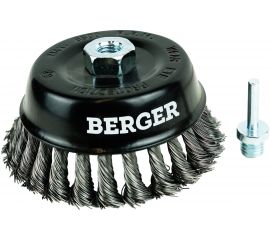 Кордщётка чашеобразная 125 мм, витая оцинкованная сталь 0.5 мм, М14, адаптер на 6 мм Berger BG BG1745 