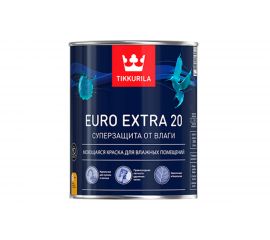 Моющаяся краска для влажных помещений TIKKURILA euro extra-20 база с 9 л 27906 