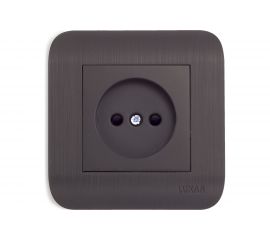 Розетка LUXAR Deco с/у без з/к венге с рифленой рамкой, 250В 16А 4606400620266 
