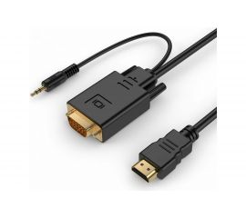 Кабель Cablexpert HDMI VGA, 19M/15M + 3.5Jack 3м черный, позолоченные разъемы A-HDMI-VGA-03-10 