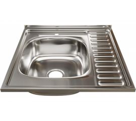 Мойка mixline 60х60х16 см, 0.6, левый выпуск 3 1/2, с сифоном 528014 
