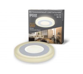Светильник Gauss Backlight Круглый 3+3W, LED 3000K, 350лм,105х31мм, диам.85 1/40 BL114 