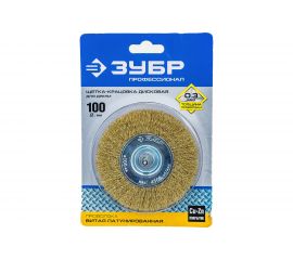 Щетка дисковая (100 мм; 0.3 мм; витая латунированная стальная проволока) для дрели ЗУБР 3520-100_z02 