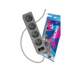 Сетевой фильтр КОСМОС 1,5м, 4 гнезда, пвс 3x0,75мм2, серый FKsm1.5m-4g(G) 