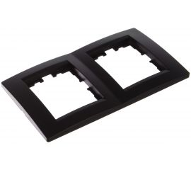 Двухместная вертикальная рамка Lezard KARINA без вставок, чёрный бархат 707-4200-152 