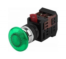 Кнопка ЭРА AEА-22, Грибок, зеленый, d22мм, 1з+1р, 10/400/3200 Б0045634 