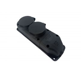 2-х местная каучуковая розетка Bull с заземлением с крышкой 338003 