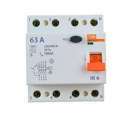 Устройство защитного отключения TDM ВД1-63S 4Р 63А 100мА SQ0203-0072 