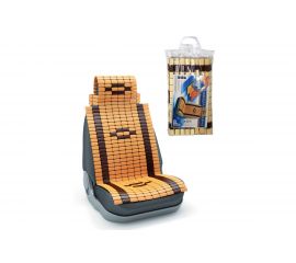 Накидка на сиденье Nova Bright с подголовником, бамбуковая, плоские пластины, 120х43 см 44178 