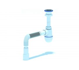 Сифон для умывальника/мойки АНИ Пласт бутылочный, 1 1/2 дюйма x 40 мм, гофрированный, 40х40/50 мм, нержавеющая сетка C0115 025-0135 