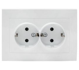 2-местная розетка EKF Валенсия, с заземлением 16А белая с защитными шторками PROxima EWR16-128-10 