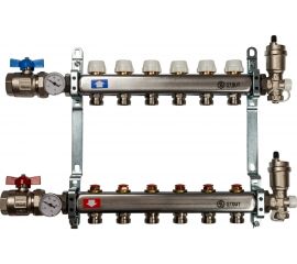 Коллектор из нержавеющей стали в сборе без расходомеров STOUT 6 выходов SMS 0912 000006 