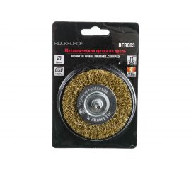 Кордщетка дисковая латунная 75 мм, в блистере ROCKFORCE RF-BFR003 