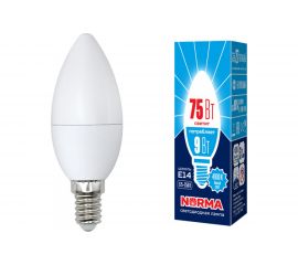 Светодиодная лампа Volpe LED-C37-9W/NW/E14/FR/NR. Форма свеча, матовая. UL-00003803 