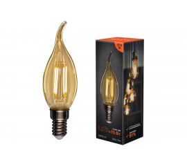 Филаментная лампа REXANT Свеча на ветру CN37 9.5 Вт 2400K E14 золотистая колба 604-117 