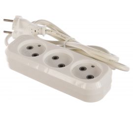 Удлинитель Smartbuy 3 гнезда 1,5 метра 10А/2,2кВт без заземления ПВС 2х1,0 SBE-10-3-1,5-N 