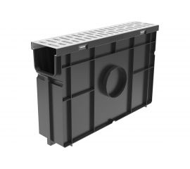 Пескоуловитель для пластиковых лотков Gidrolica 500x116x320 мм со стальной оцинкованной решеткой 080068 