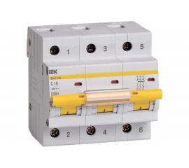 Автоматический модульный выключатель IEK ВА 47-100 3п, C, 16А, 10кА, ИЭК MVA40-3-016-C 