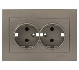 Лицевая панель 2-местной розетки EKF PROxima Валенсия, с заземлением, 16А, кашемир, с защитными шторками ESR16-L-128-40 