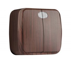 2-клавишный выключатель с индикатором EKF Минск ОП 10А тёмное дерево EGV10-123-40 