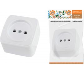 Розетка TDM 2П открытой установки IP20 10А, белая ""Дача"" Народная SQ1824-0007 