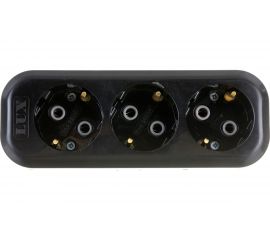 3-местная колодка LUX черная (розетка удлинителя) У3-Е с заземлением, 250В 16А 4606400420842 