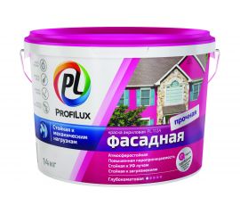 Фасадная влагостойкая краска Profilux ВД PL 112А белая 14 кг МП00 004919 