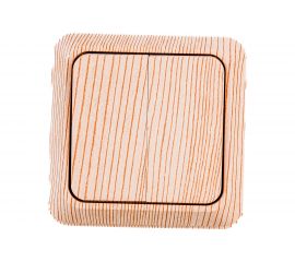 Двухклавишный выключатель Intro Quadro 2-104-11 10А-250В, IP20, открытая установка, сосна, Б0053763 