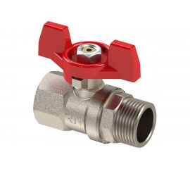 Кран шаровой RTP латунный, вн/нар., PN 40, бабочка, G 1/2 34887 