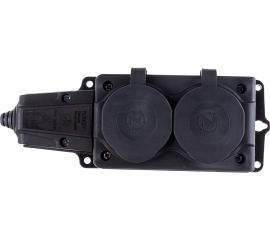 Штепсельная колодка NE-AD 2-гнезда с крышкой, с заземлением, 16А, IP54, каучук, 4102 