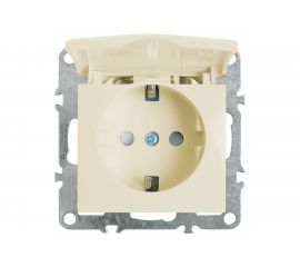 1-местная розетка STEKKER с заземлением с крышкой, механизм, 250В, 16А, слоновая кость PST16-9112-02 39330 
