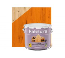 Биозащитное декоративное покрытие для дерева FAKTURA с льняным маслом и ионами серебра, орегон, ведро 9 л 208438 