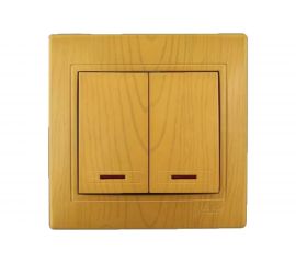 Двойной выключатель с подсветкой Lezard MIRA, ольха 701-0701-112 