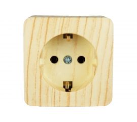 Розетка Lezard VIOLA с заземлением керамика белёный дуб 751-5200-122 