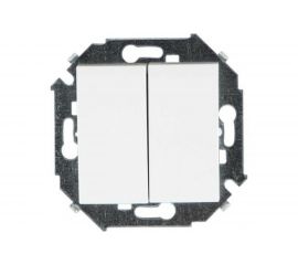 Двухклавишнный проходной переключатель Simon 16А, 250В, винт.зажим, белый 20 1591397-030 