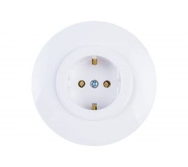 Розетка Bylectrica 1-местная, скрытая установка, с заземляющим контактом, диаметр 92 мм, серия ПРОВАНС круг, белый РС16-0402 