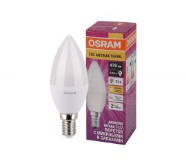 Светодиодная антибактериальная лампа Osram LC CLB40 5,5W/827 230V FR E14 10x1 4058075561373 