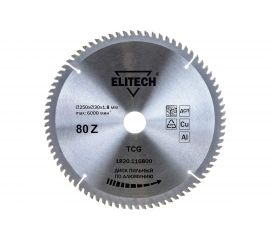 Диск пильный по алюминию (250х30х1.8 мм; 80Z) ELITECH 195630 