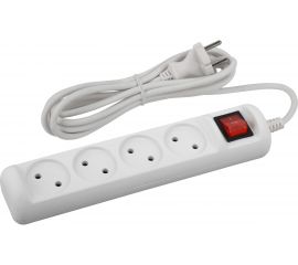 Удлинитель без заземления с выключателем ЭРА U4s1,5m2x1, 4гн, 1,5м, ПВС, 2х1мм2, 10А 20/600 Б0044052 