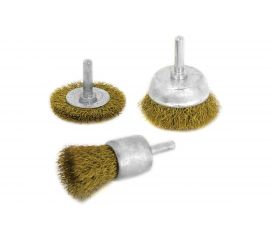 Набор щеток для дрели (плоская 50 мм, чашка 25 мм, 50 мм, латунированная проволока) Калибр 00000041882 