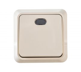 1-клавишный выключатель АБК-СИЛА с подсветкой 10А "АЛЬТАИР" слоновая кость 5400106 