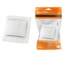 Трехклавишный выключатель TDM белый Таймыр SQ1814-0003 