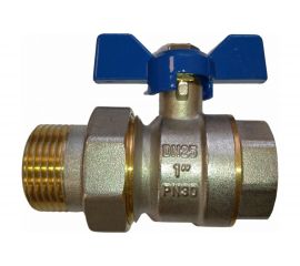 Шаровой кран с американкой RM -L 1 никелированный, бабочка Ду25 Ру30 НК 11Б27п1 L-1FFLA 