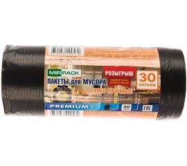 Мешки для мусора PREMIUM+ (30 шт; 30 л) черные МИРПАК 4650056200570 