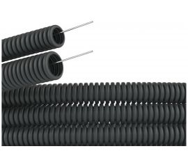 Гибкая гофрированная труба DKC ПНД д.16мм, лёгкая, с протяжкой, 100 м, цвет чёрный 71716 