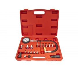 Тестер компрессии дизельного двигателя в наборе с резьбовыми адаптерами 19 предметов, в кейсе ER-86314 